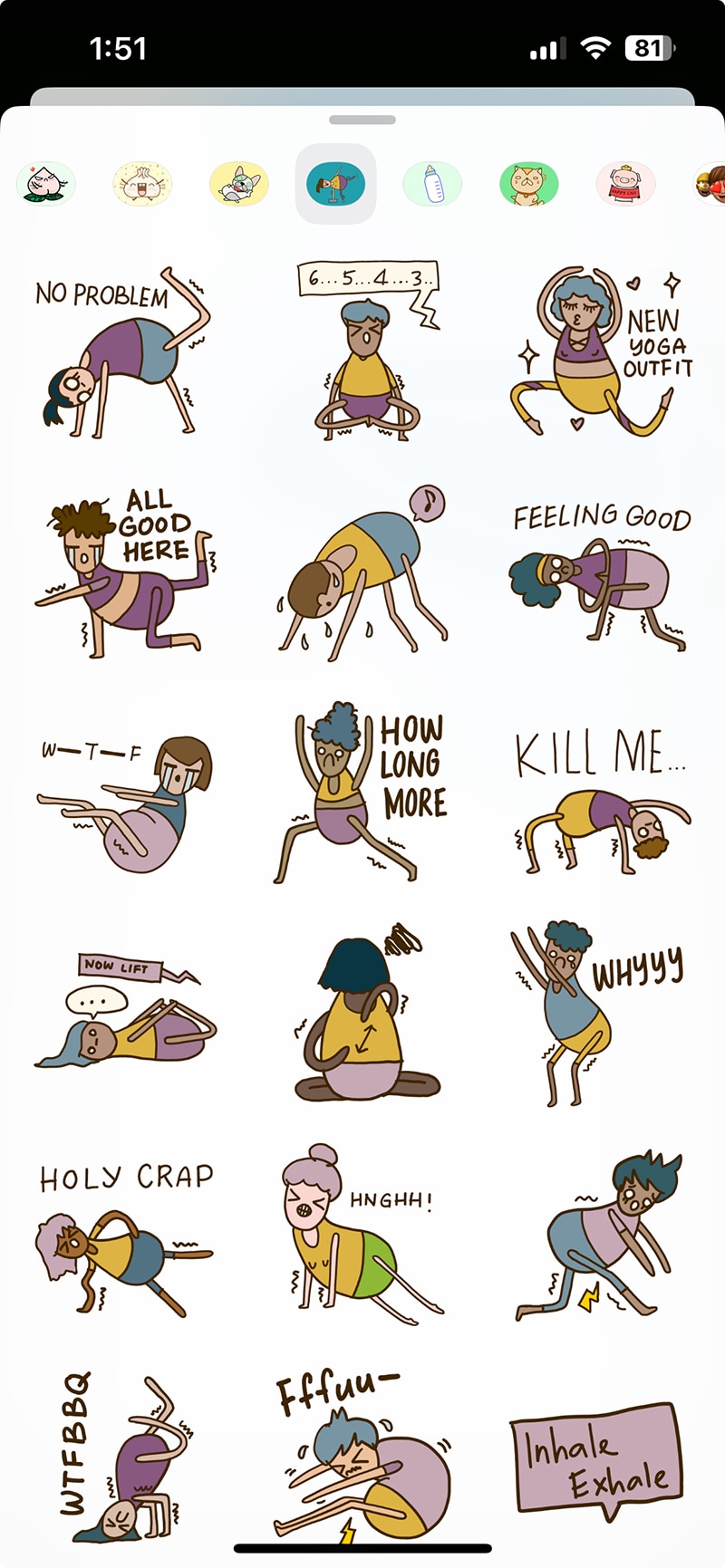 Yoga Yogi Moji stickers by Adelyn Tam