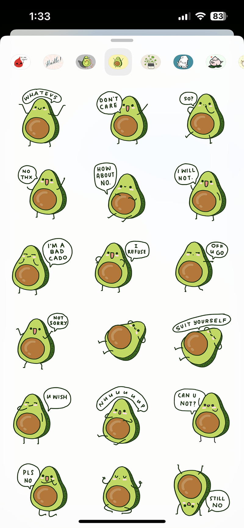 Disobedient Avocado stickers by Adelyn Tam