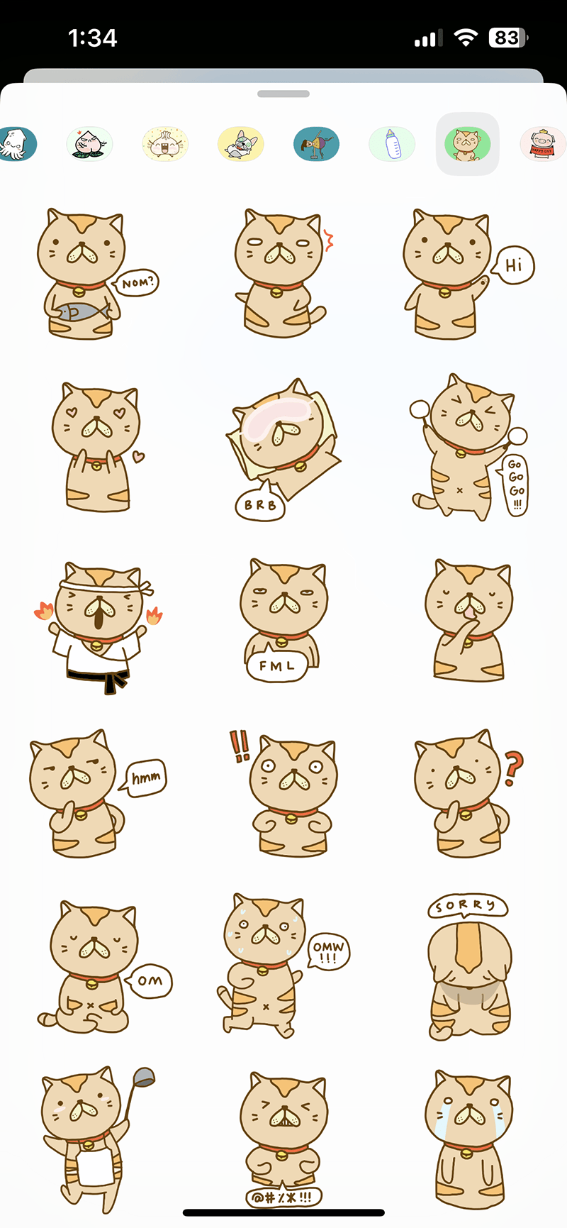 Halia the ginger cat stickers by Adelyn Tam