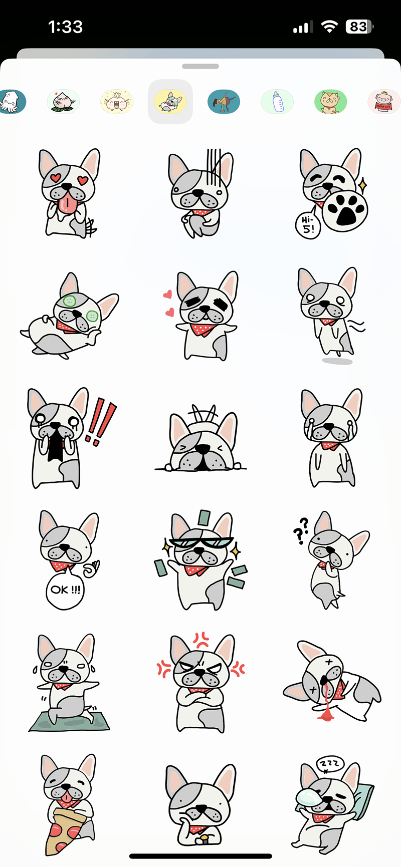 Kodo the frenchie stickers by Adelyn Tam